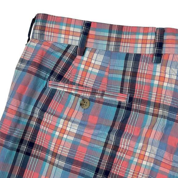 Peter Millar Plaid Golf Shorts Mens Size 38 Linen Cotton Silk Preppy Pastel - Picture 3 of 4